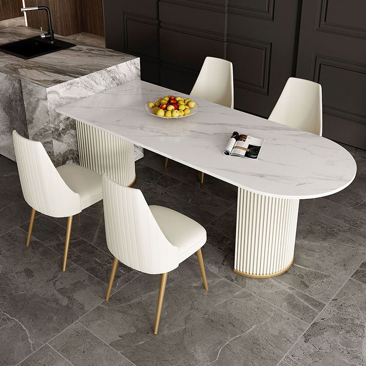 Free Form Dining Table Sintered Stone Table Luxury Style with Double Pedestal Clearhalo ' dining_table' 'Dining Tables & Seating' 'Dining Tables' 'furn' 'furn_dining_table' 'Furniture' 'furniture_dining_table' 'Kitchen & Dining Furniture' 'kitchen&dining_furn' 'kitchen' 'kitchen_dining_table' 1200x1200_3f098d60-6343-47cb-b517-c97c227776a2