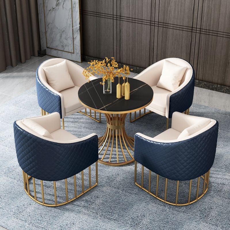 Metal Traditional Luxury Round Table Sintered Stone Indoor Table with Pedestal Base Clearhalo 'Dining Tables & Seating' 'Dining Tables' 'dining_table' 'furn' 'furn_dining_table' 'Furniture' 'Kitchen & Dining Furniture' 1200x1200_3f0a0bfa-0d8a-4e9b-b54b-93fce17f0115