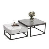 Glam Frame Coffee Table Slate/Glass Top Coffee Cocktail Table with Drawers Clearhalo 'Coffee & Accent Tables' 'Coffee Tables' 'coffee_tables' 'furn' 'furn_coffee_tables' 'Furniture' 'Living Room Furniture' 1200x1200_3f0d7fb3-a682-494b-b157-88ce55aab596