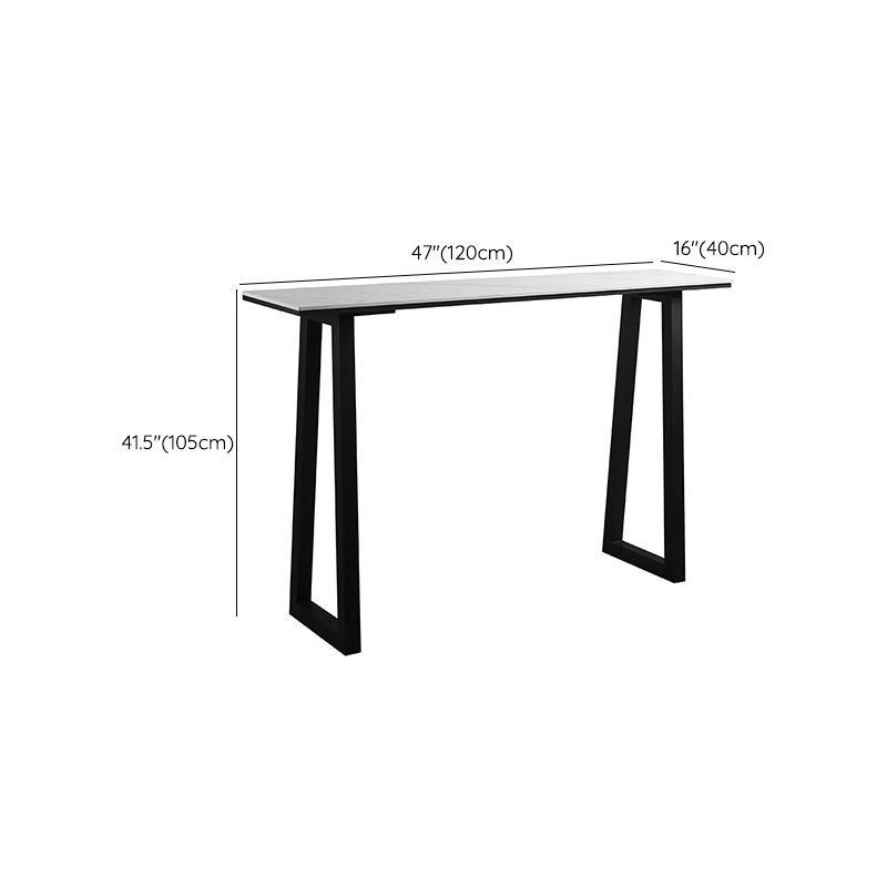 Rectangle Bar Table Sintered Stone Dining Table with Metal Base for Kitchen Clearhalo 'Bar Furniture' 'Bar Tables' 'bar_tables' 'furn' 'furn_bar_tables' 'Furniture' 'Kitchen & Dining Furniture' 1200x1200_3f0d9faa-a681-4c46-be82-b7ce6be3a1e1