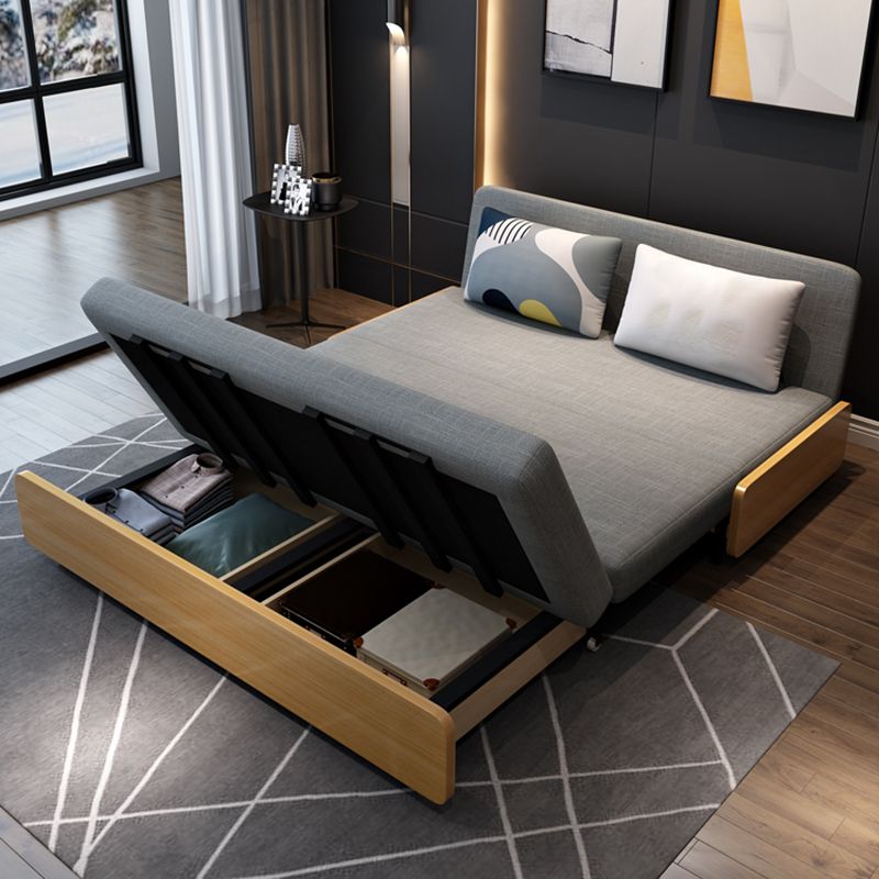 Contemporary Armless Tight Back Cotton Blend Sofa Bed in Grey