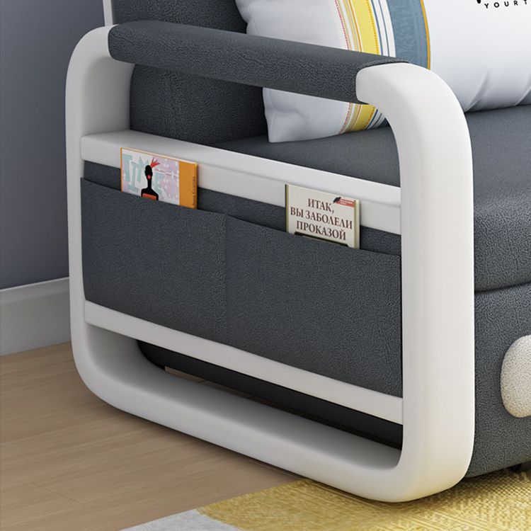 Cama de sofá de cuero de falso gris profundo 33.46 "Sofá de dormir de brazo cuadrado de ancho
