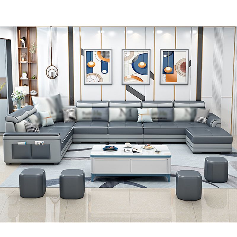 6-Seater Pillowed Back Cushions Square Arm Sectional Sofa for Living Room Clearhalo 'furn' 'furn_sectionals' 'Furniture' 'furniture_sectionals' 'kitchen' 'kitchen_sectionals' 'Living Room Furniture' 'Sectionals' 1200x1200_3f105ec9-2c60-40fc-931a-0a147a53e3c0