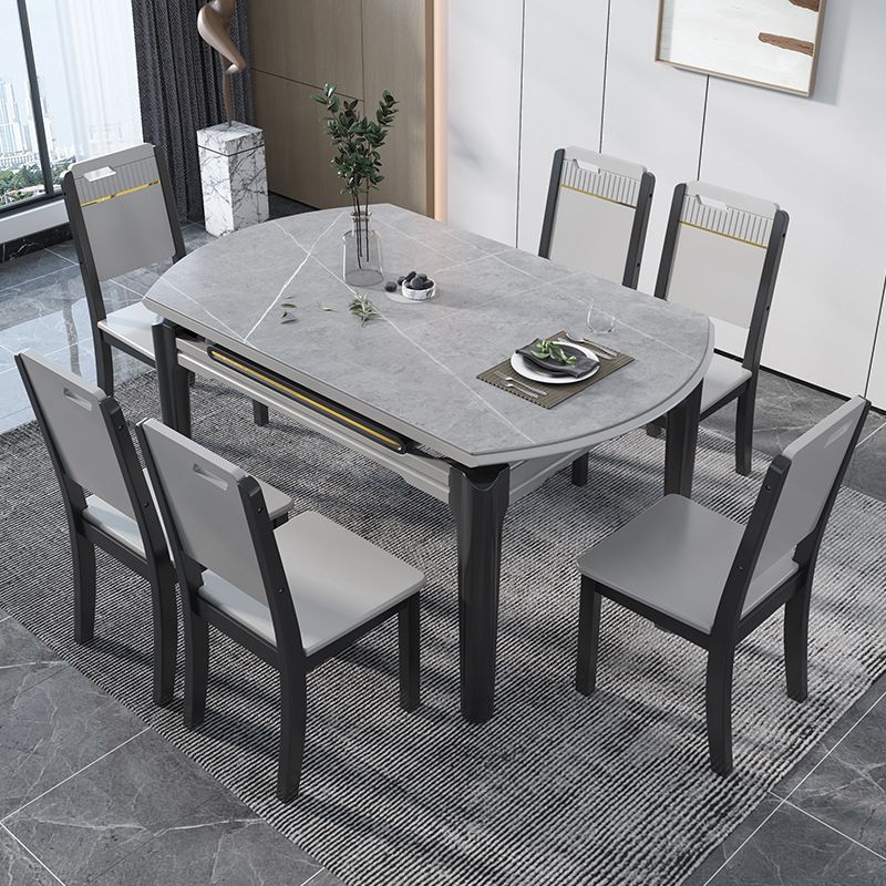 Contemporary Dining Round Table Sintered Stone Table with Wood Legs for Home Clearhalo 'Dining Tables & Seating' 'Dining Tables' 'dining_table' 'furn' 'furn_dining_table' 'Furniture' 'Kitchen & Dining Furniture' 1200x1200_3f126102-c75b-4a86-a469-44a84a69489c