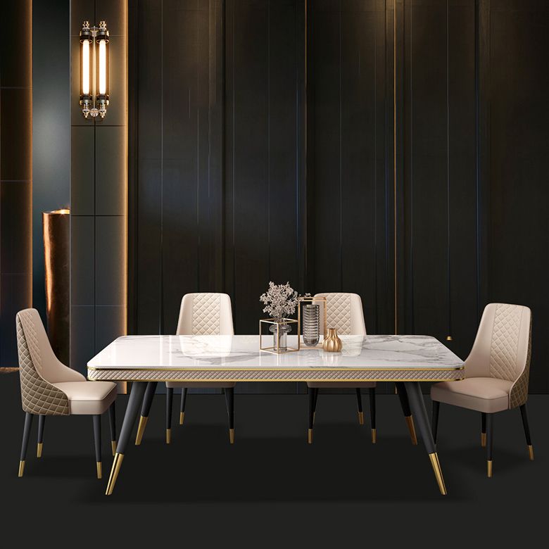 Sintered Stone Dining Table Luxury Style 4 Legs Base Table for Dining Room Clearhalo ' dining_table' 'Dining Tables & Seating' 'Dining Tables' 'furn' 'furn_dining_table' 'Furniture' 'furniture_dining_table' 'Kitchen & Dining Furniture' 'kitchen&dining_furn' 'kitchen' 'kitchen_dining_table' 1200x1200_3f12748c-97d4-480a-aa10-0bb70d6d75d6