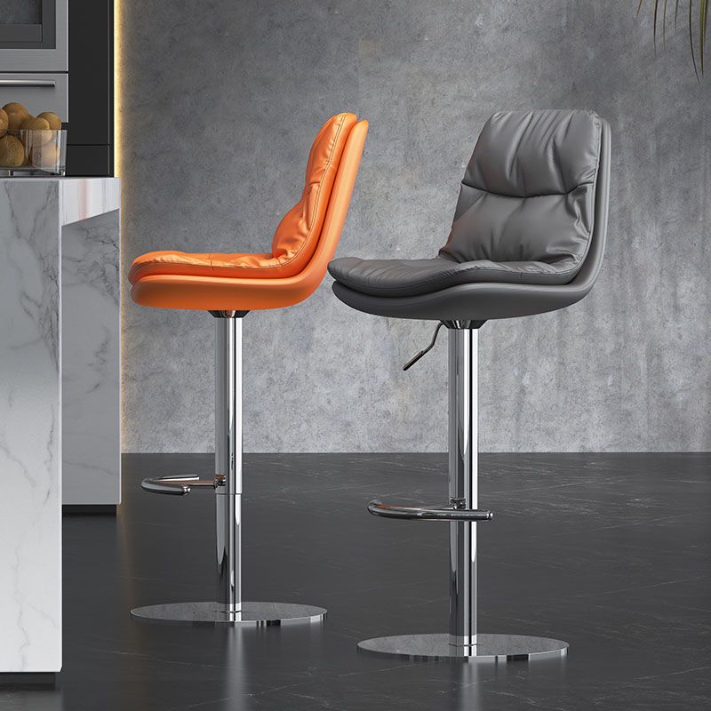 Taburetes de barra tapizados Tabres de barra de altura ajustable giratoria con base cromada