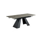 Table de salle à manger rectangulaire, plateau moderne en pierre grise avec base en métal noir