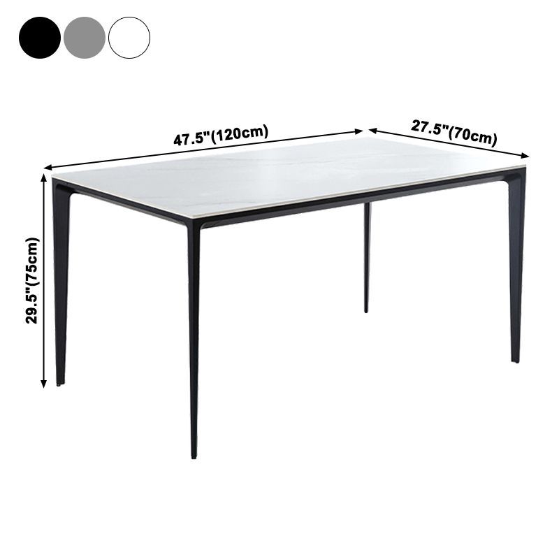 Industrial Sintered Stone Dining Table 4 Legs Solid Aluminum Base Rectangle Table for Home Clearhalo ' dining_table' 'Dining Tables & Seating' 'Dining Tables' 'furn' 'furn_dining_table' 'Furniture' 'furniture_dining_table' 'Kitchen & Dining Furniture' 'kitchen&dining_furn' 'kitchen' 'kitchen_dining_table' 1200x1200_3f176ab0-746f-4102-9e4a-7af6e38aba35
