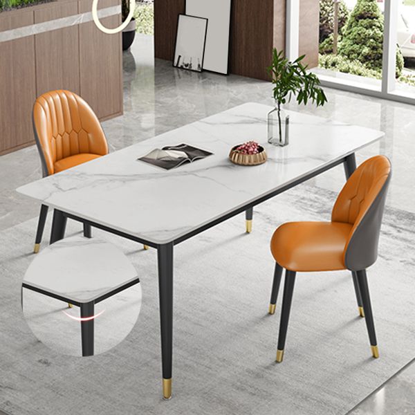 Sintered Stone White Tone Table Luxury Style 4 Legs Table for Dining Room Clearhalo ' dining_table' 'Dining Tables & Seating' 'Dining Tables' 'furn' 'furn_dining_table' 'Furniture' 'furniture_dining_table' 'Kitchen & Dining Furniture' 'kitchen&dining_furn' 'kitchen' 'kitchen_dining_table' 1200x1200_3f1aa87b-f1b8-4e99-9826-3d15a789a320