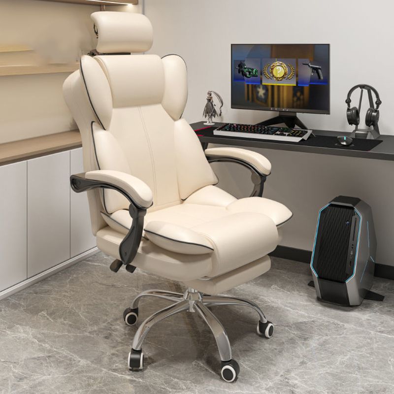 Faux lederen stoel moderne hoge rug gevated wapenstoel met wielen