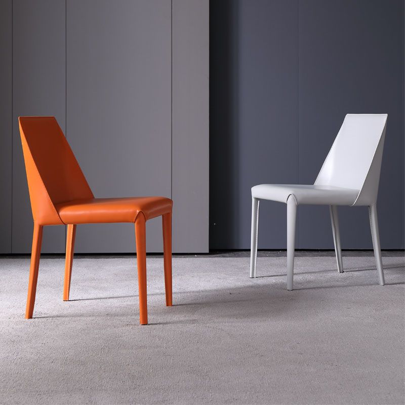 Contemporary Stainless Steel Legs Armless Dining Chairs Wingback Side Chair Clearhalo 'Dining Chairs' 'Dining Tables & Seating' 'dining_chair' 'furn' 'furn_dining_chair' 'Furniture' 'furniture_dining_chair' 'Kitchen & Dining Furniture' 1200x1200_3f1e23ab-4eec-49e8-b644-b5f3dfb39e80