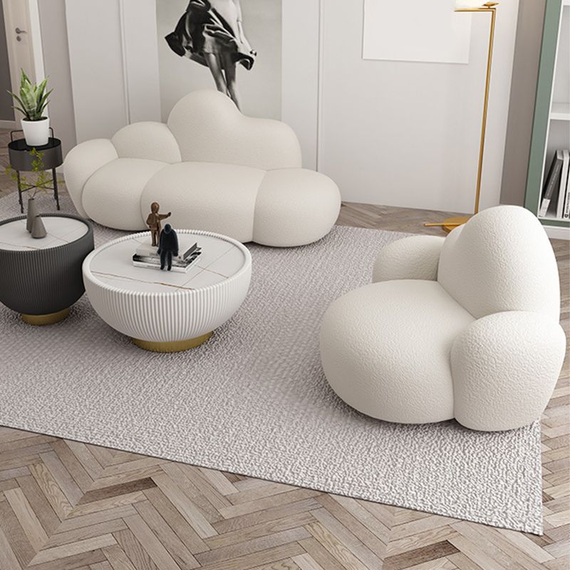 Divano curvo in lana bianca moderna di divano a braccio quadrato da 37,40 "per appartamento