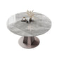 Modern Stainless Steel Base Pedestal Dining Table Extendable Dinner Table for Home Clearhalo 'Dining Tables & Seating' 'Dining Tables' 'dining_table' 'furn' 'furn_dining_table' 'Furniture' 'Kitchen & Dining Furniture' 1200x1200_3f2008d6-703b-4b3b-8f41-8018cbbbb329