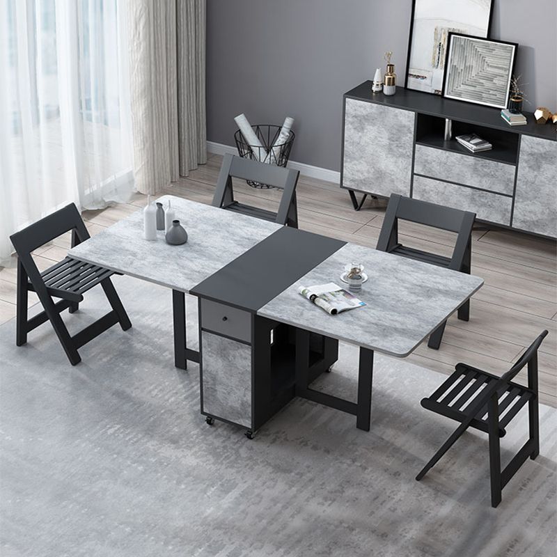 Mid-Century Modern Rectangle Dining Table Drop-Leaf Table with Solid Wood Base Clearhalo ' dining_table' 'Dining Tables & Seating' 'Dining Tables' 'furn' 'furn_dining_table' 'Furniture' 'furniture_dining_table' 'Kitchen & Dining Furniture' 'kitchen&dining_furn' 'kitchen' 'kitchen_dining_table' 1200x1200_3f205d2a-29ac-438e-8dfb-89d1cfb5b284