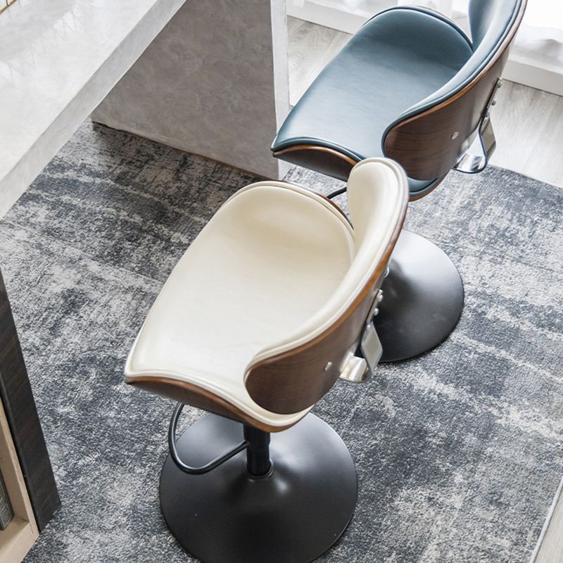 Modern Swivel Footrest Bar Stool Metal Backrest Indoor Counter Stool with Wood Seat Clearhalo 'Bar Furniture' 'Bar Stools' 'bar_stools' 'furn' 'furn_bar_stools' 'Furniture' 'Kitchen & Dining Furniture' 1200x1200_3f20dc77-7a36-4d2a-b79c-fa544ab6280f