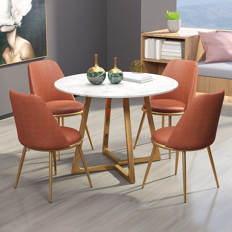 Modern 1/2/5 Pieces Dining Set Round Stone Dining Table for Dining Room Kitchen