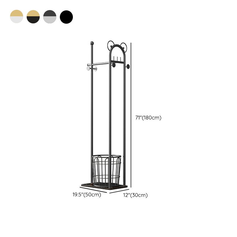 Hidoir de manteau à cadre en métal en métal contemporain avec rangement de panier