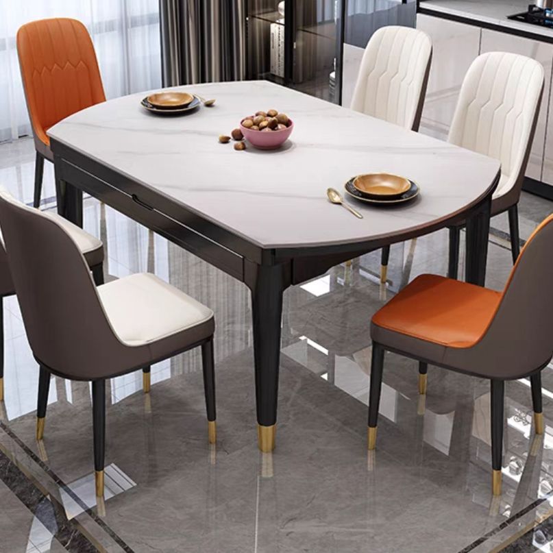Extendable Sintered Stone Round Table Modern Dining Table with Wooden 4 Legs Clearhalo ' dining_table' 'Dining Tables & Seating' 'Dining Tables' 'furn' 'furn_dining_table' 'Furniture' 'furniture_dining_table' 'Kitchen & Dining Furniture' 'kitchen&dining_furn' 'kitchen' 'kitchen_dining_table' 1200x1200_3f294e16-1f7d-4fb6-874f-c40b4266437d