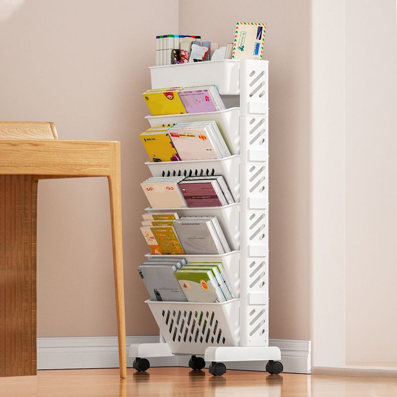 White Contemporary Standard Home Plastic Bookshelf with Wheels Clearhalo 'Bookcases' 'furn' 'furn_bookcases' 'Furniture' 'Office Furniture' 1200x1200_3f2a5819-48a6-44d5-9cec-d088814d973f