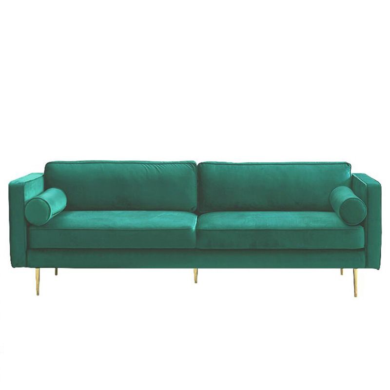 タキシードアームソファモダンスタイルの緑のベルベットソファが金属脚