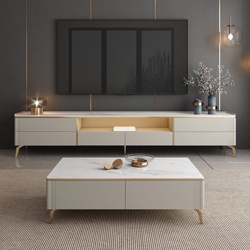 Stone TV Media Stand Consola de TV contemporánea para sala de estar