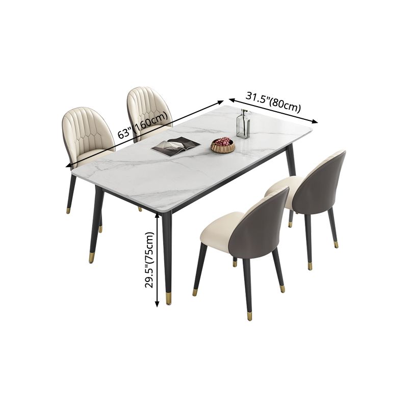 Sintered Stone White Tone Table Luxury Style 4 Legs Table for Dining Room Clearhalo ' dining_table' 'Dining Tables & Seating' 'Dining Tables' 'furn' 'furn_dining_table' 'Furniture' 'furniture_dining_table' 'Kitchen & Dining Furniture' 'kitchen&dining_furn' 'kitchen' 'kitchen_dining_table' 1200x1200_3f2fef75-2ec6-4d6b-aa6f-bebbdcf1006d