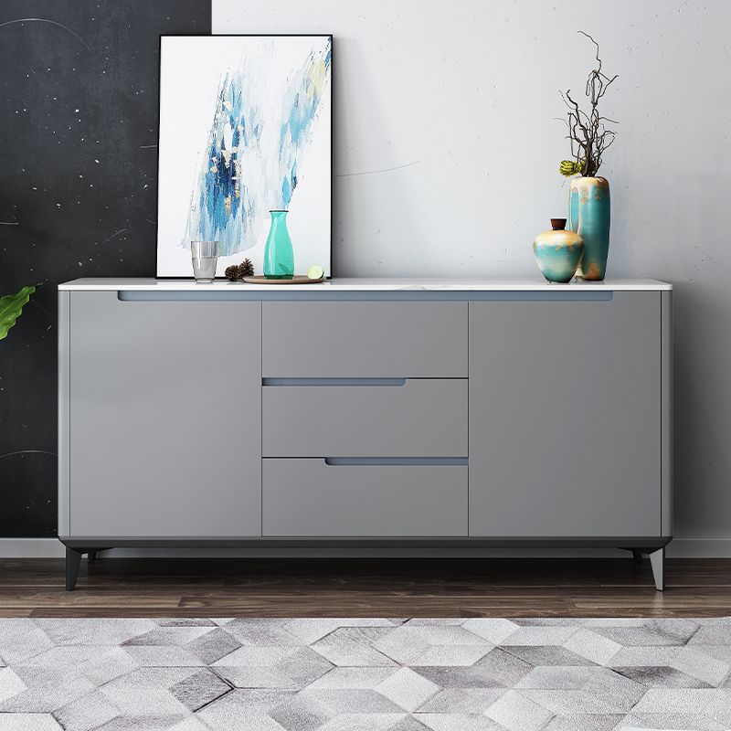 Modern Antique Finish Credenza 3 Drawer Sintered Stone Sideboard Cabinet Clearhalo 'buffet_sideboard' 'Buffets & Sideboards' 'furn' 'furn_buffet_sideboard' 'Furniture' 'Kitchen & Dining Furniture' 1200x1200_3f3017e5-186a-46a7-b1ed-7b5964fe45c7