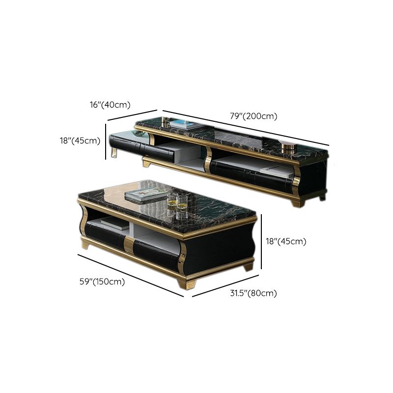 Marble Coffee or End Table with Storage Drawers Rectangle Block Clearhalo 'Coffee & Accent Tables' 'Coffee Tables' 'coffee_tables' 'furn' 'furn_coffee_tables' 'Furniture' 'Living Room Furniture' 1200x1200_3f3087c6-533c-44ae-8b07-80dcdb0548ff