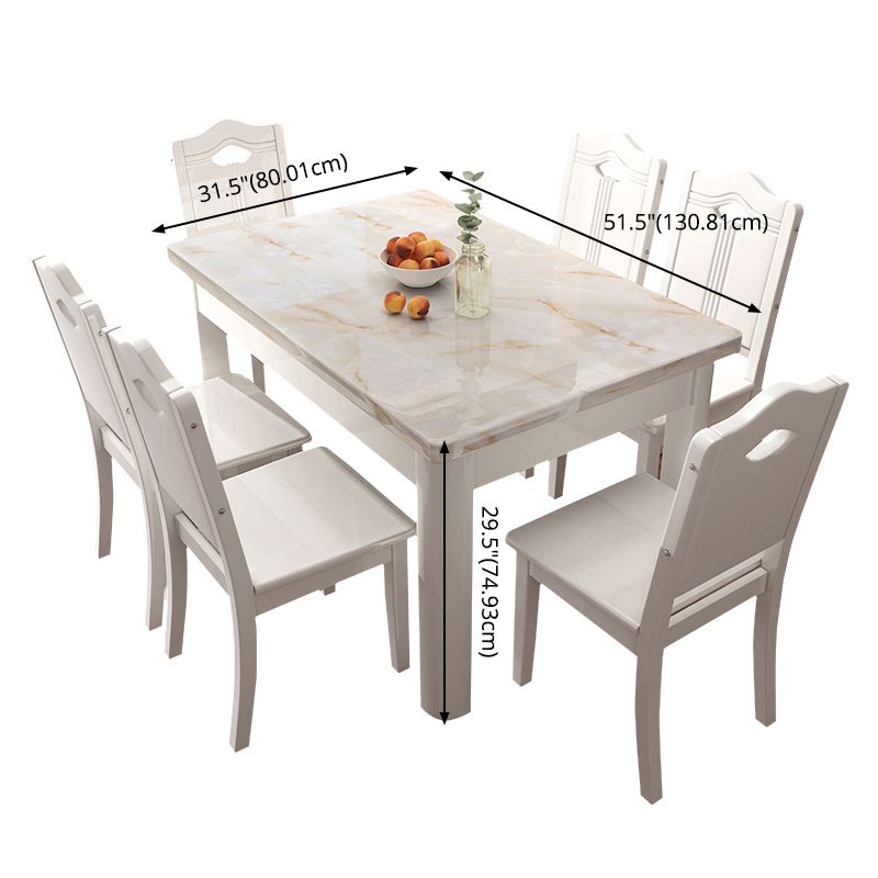 Minimalist Marble Dining Set with Rectangle Table White Dining Set with 4 Legs Base Clearhalo 'Dining Room Sets' 'Dining Tables & Seating' 'dining_room_set' 'furn' 'furn_dining_room_set' 'Furniture' 'furniture_dining_room_set' 'Kitchen & Dining Furniture' 'kitchen&dining_furn' 'kitchen' 1200x1200_3f30be99-b83c-4afe-b089-9c5b7577b65f