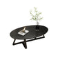 Glam elliptische leistenen salontafel 61 cm H-cocktailtafel met gekruiste poten