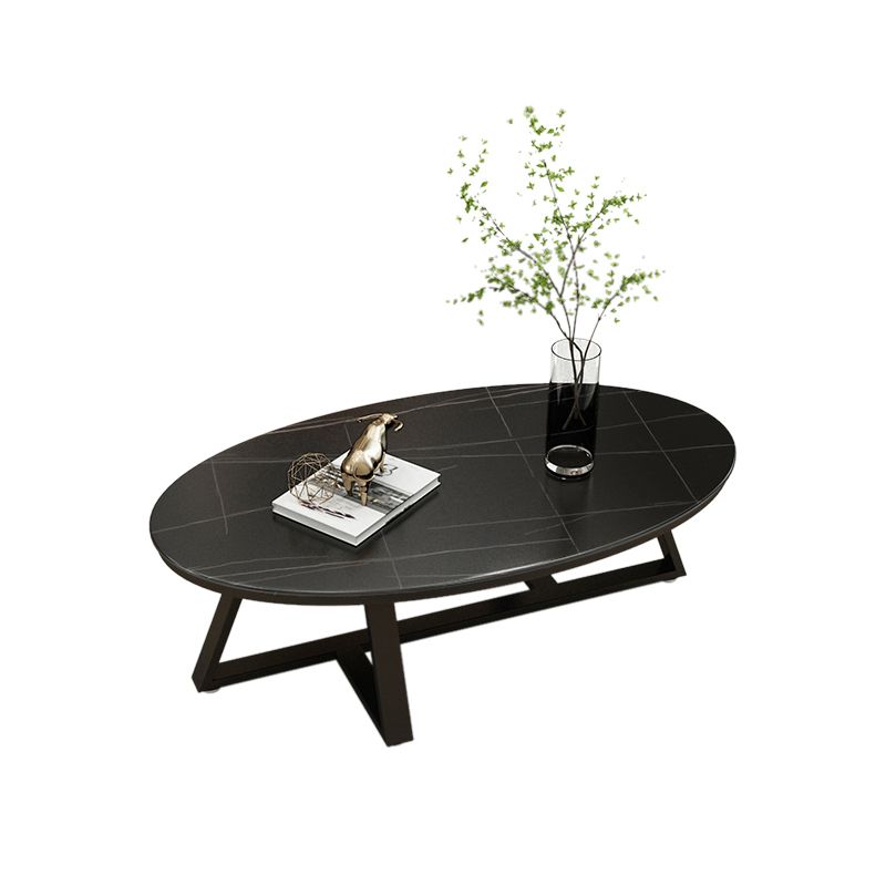Glam elliptische leistenen salontafel 61 cm H-cocktailtafel met gekruiste poten