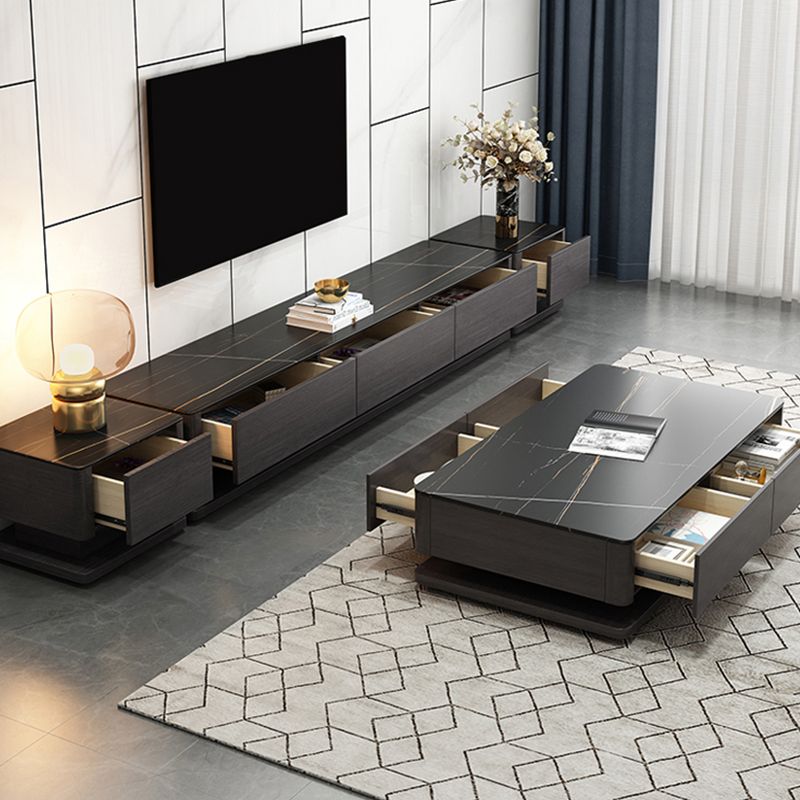 Black Stone TV Stand Console Contemporary TV Media with 3 Drawers Clearhalo 'furn' 'furn_tv_stands_entertainment_centers' 'Furniture' 'Living Room Furniture' 'TV Stands & Entertainment Centers' 'TV Stands & Media Storage Furniture' 'tv_stands_entertainment_centers' 1200x1200_3f32655a-2b75-471a-b0a5-afd7d6bb641f