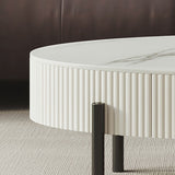 Glam Coffee Cocktail Table with Storage Drawer and 4 Iron Legs