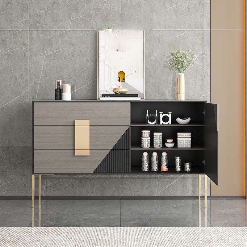 Polished Finish Faux Wood Sideboard Glam Indoor Dining Buffet with Drawers Clearhalo 'buffet_sideboard' 'Buffets & Sideboards' 'furn' 'furn_buffet_sideboard' 'Furniture' 'Kitchen & Dining Furniture' 1200x1200_3f361999-a9ad-484a-b406-6ab34940bfd0