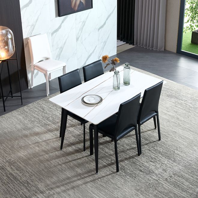 Rectangle Sintered Stone Dining Table Industrial Style 4 Legs Table for Home Clearhalo ' dining_table' 'Dining Tables & Seating' 'Dining Tables' 'furn' 'furn_dining_table' 'Furniture' 'furniture_dining_table' 'Kitchen & Dining Furniture' 'kitchen&dining_furn' 'kitchen' 'kitchen_dining_table' 1200x1200_3f36cf1e-cf3d-4d64-ab23-af63ed72bfbe