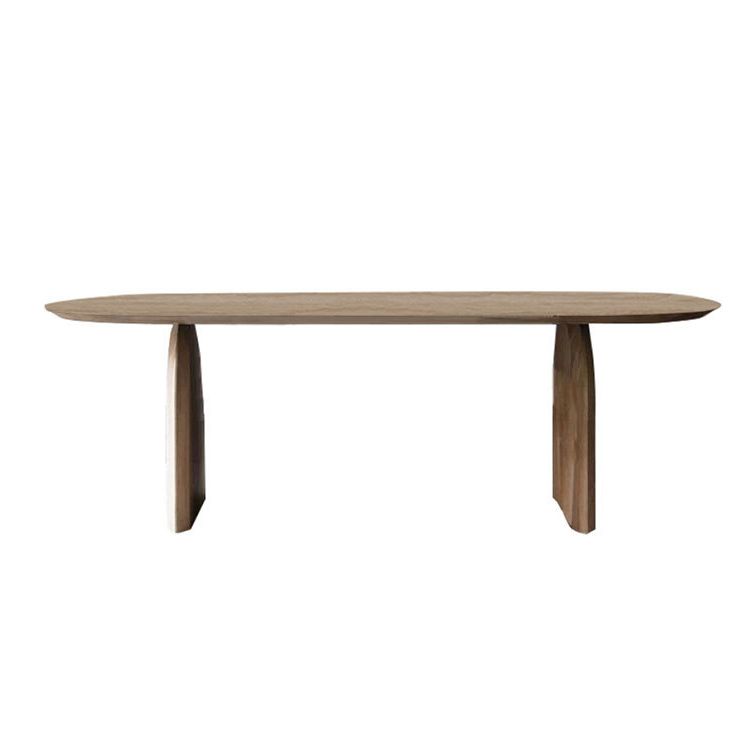 Two Wood Base Dining Table Modern Solid Wood Oval Dining Table for Living Room Clearhalo 'Dining Tables & Seating' 'Dining Tables' 'dining_table' 'furn' 'furn_dining_table' 'Furniture' 'furniture_dining_table' 'Kitchen & Dining Furniture' 1200x1200_3f3714c9-d769-4ece-bc18-dcf09afa55e1