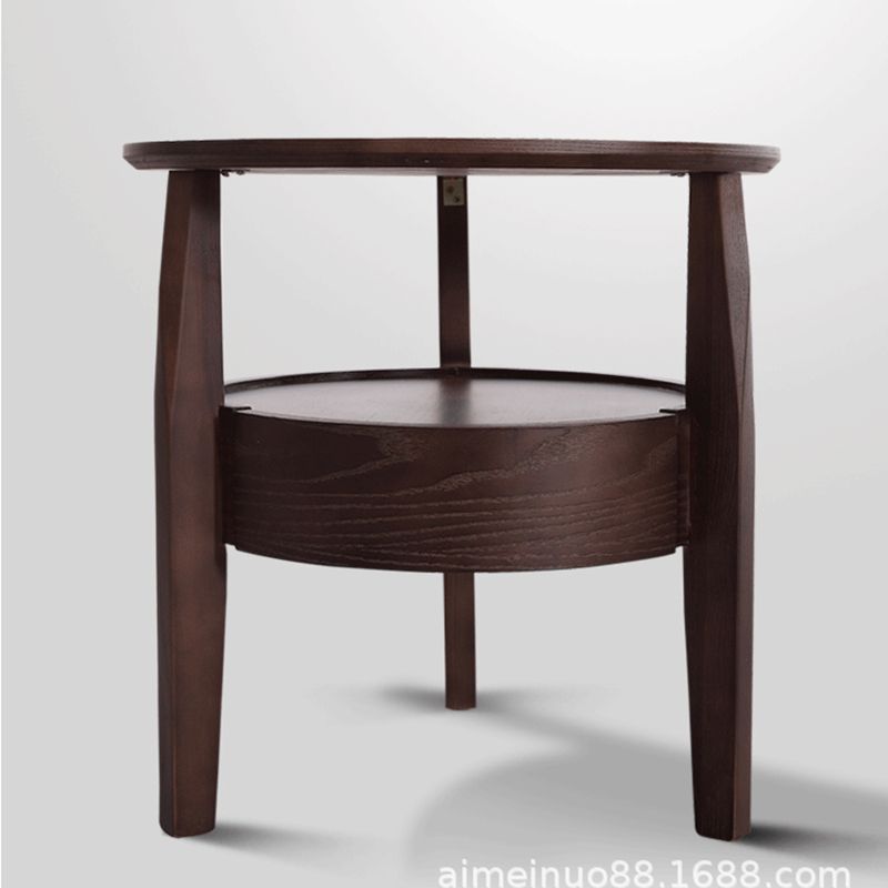 Modernistic Living Room Round 1-Drawer 3 Legs Solid Wood End Table