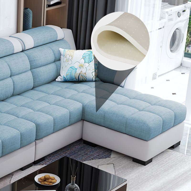 Sewn Pillow Back Sofa with Ottoman Included and Storage for Four People Clearhalo 'Furniture' 'furniture_sectionals' 'Living Room Furniture' 'Sectionals' 1200x1200_3f38b57a-09b1-4e6b-afe6-d7198b1b0b9e