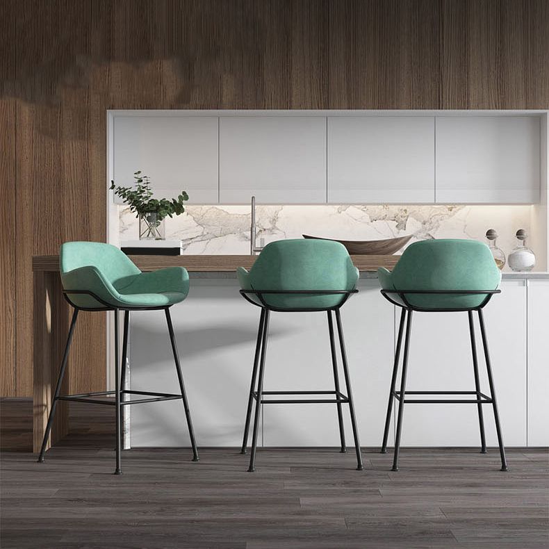 Modern Style Backrest Arm Counter Stool with Metal Base and Leather Cushion Clearhalo 'Bar Furniture' 'Bar Stools' 'bar_stools' 'furn' 'furn_bar_stools' 'Furniture' 'Kitchen & Dining Furniture' 1200x1200_3f38d28b-ac2c-4223-b282-95f6a71c34fd