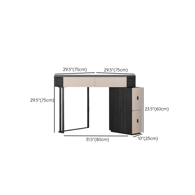 Black Modern Vanity Wood Mirrored Makeup Dressing Table Stool Set Clearhalo 'Bedroom Furniture' 'furn' 'furn_makeup_vanities' 'Furniture' 'Makeup Vanities' 'makeup_vanities' 1200x1200_3f39a9db-f886-47e5-9adf-e9a1694c7be7