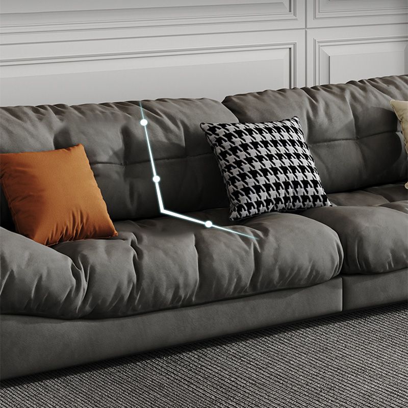 灰色の現代的な房状のスプリットバック標準アームレスソファソファ