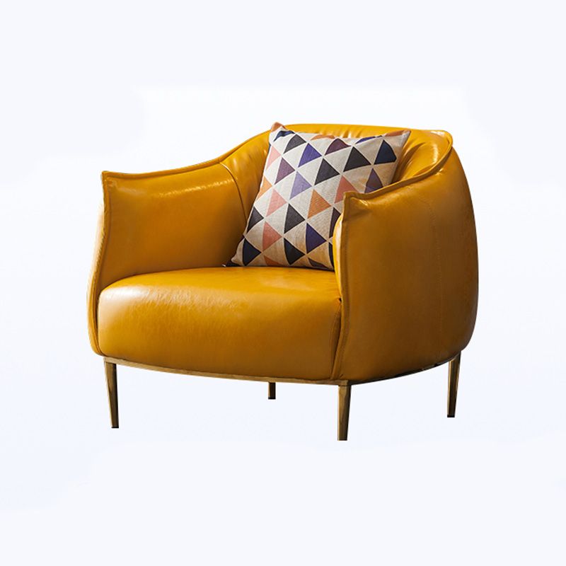 Solid Color Living Room Leather Arms Included with Goldtone Legs Barrel Chair Clearhalo 'Accent Chairs' 'accent_chairs' 'Chairs & Seating' 'furn' 'furn_accent_chairs' 'Furniture' 'Living Room Furniture' 1200x1200_3f39fee8-a669-4017-82de-6b9a2e059657