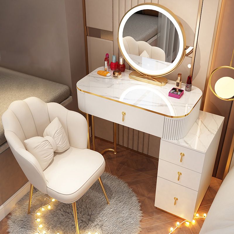Removable Makeup Counter Bedroom Vanity Dressing Table with Lighted Mirror