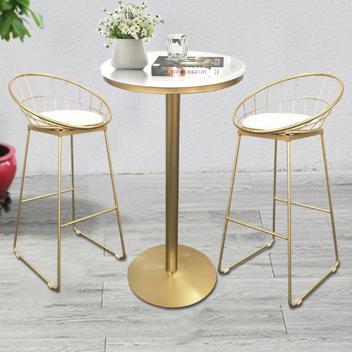 White Glam Style Ropund Table in Iron and Wood Table Milk Tea Shop Bar Table Clearhalo 'Bar Furniture' 'Bar Tables' 'bar_tables' 'furn' 'furn_bar_tables' 'Furniture' 'furniture_bar_tables' 'Kitchen & Dining Furniture' 1200x1200_3f3c0eff-c145-4883-9660-a5b36a9a66a1