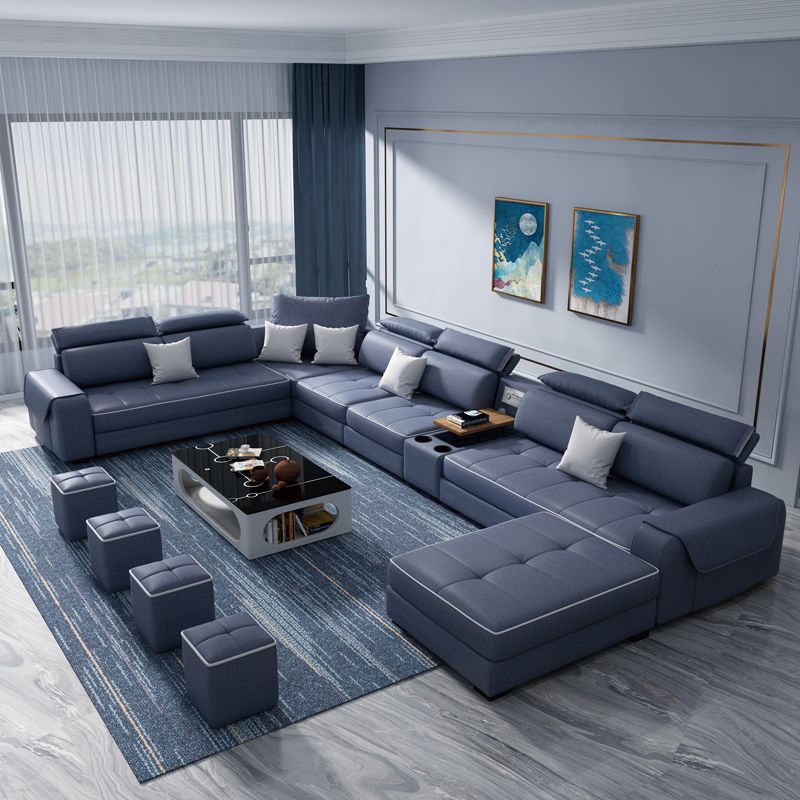 Contemporary Faux Leather Modular Sectional with Square Arms
