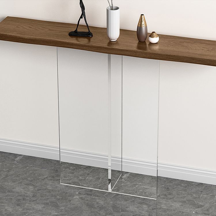 Tableau de console de rectangle en bois massif 29.53 pouces de haut table de l'extrémité avec jambe acrylique