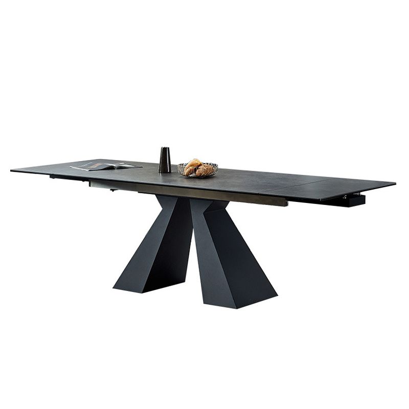 Modern Gray Dining Table Rectangle Sintered Stone Dining Table with Metal Base Clearhalo ' dining_table' 'Dining Tables & Seating' 'Dining Tables' 'furn' 'furn_dining_table' 'Furniture' 'furniture_dining_table' 'Kitchen & Dining Furniture' 'kitchen&dining_furn' 'kitchen' 'kitchen_dining_table' 1200x1200_3f3ed0ad-3660-4469-bbec-5d1b18dc224d