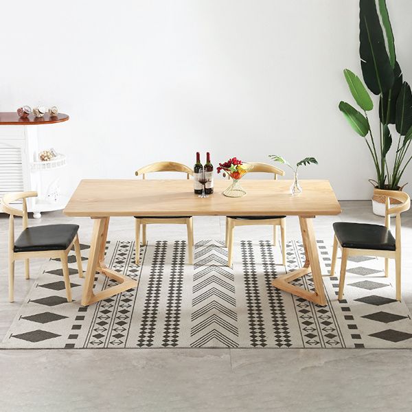 Minimalistisch 1/2/5 stuks meubels vaste houten rechthoek eettafel ingesteld in natuurlijk