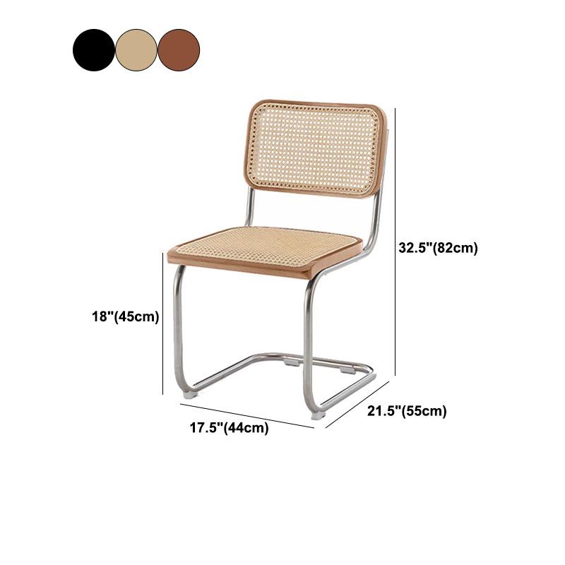 Riet terug eetkamerstoel eigentijdse zijstoel met zilveren been