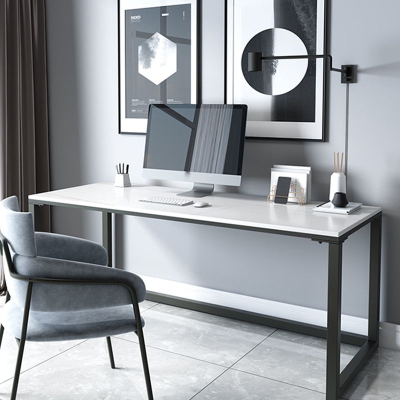 Industrial Grey Writing Desk Marble Office Desk with Metal Legs Clearhalo 'furn' 'furn_office_desk' 'Furniture' 'Office Desks' 'Office Furniture' 'office_desk' 1200x1200_3f41f9a5-52f9-4755-b037-9672610c9b99